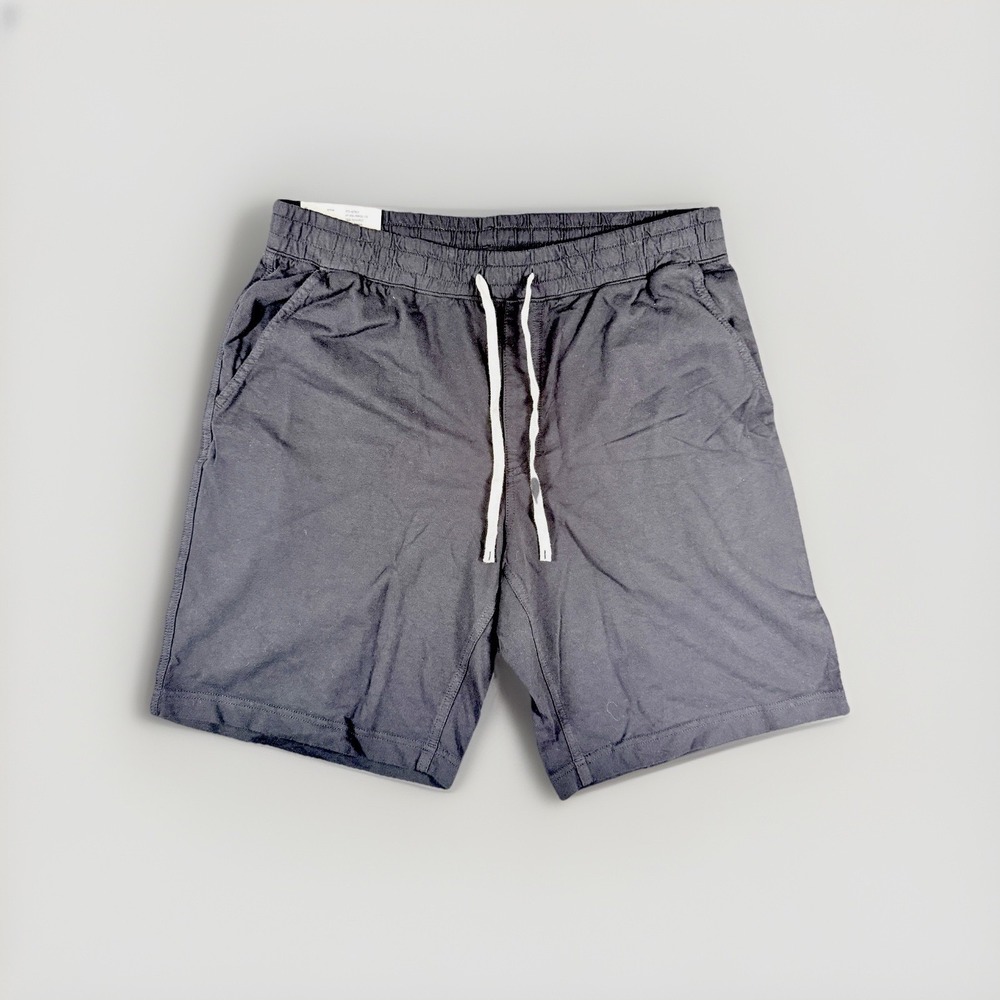 UNIQLO Shorts Mens XL Black Jersey Cotton Drawstring Elastic Waist Pockets - NEW